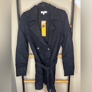 NEW ▶️ TORY BURCH ◀️ Amalie Belted Alpaca Cardigan Sweater  Black